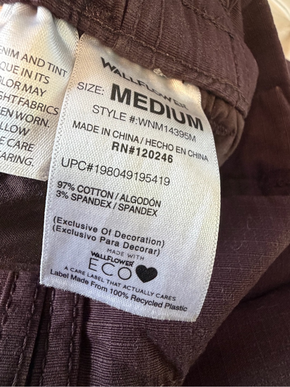 WallFlower Women’s Medium Burgundy Wide Leg Cargo Pants Stretch Utility Y2K - Picture 9 of 10